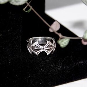 VTG HEAVY Sterling Silver 925 Gothic Punk Biker Ring Size 10.5 Geometric Band
